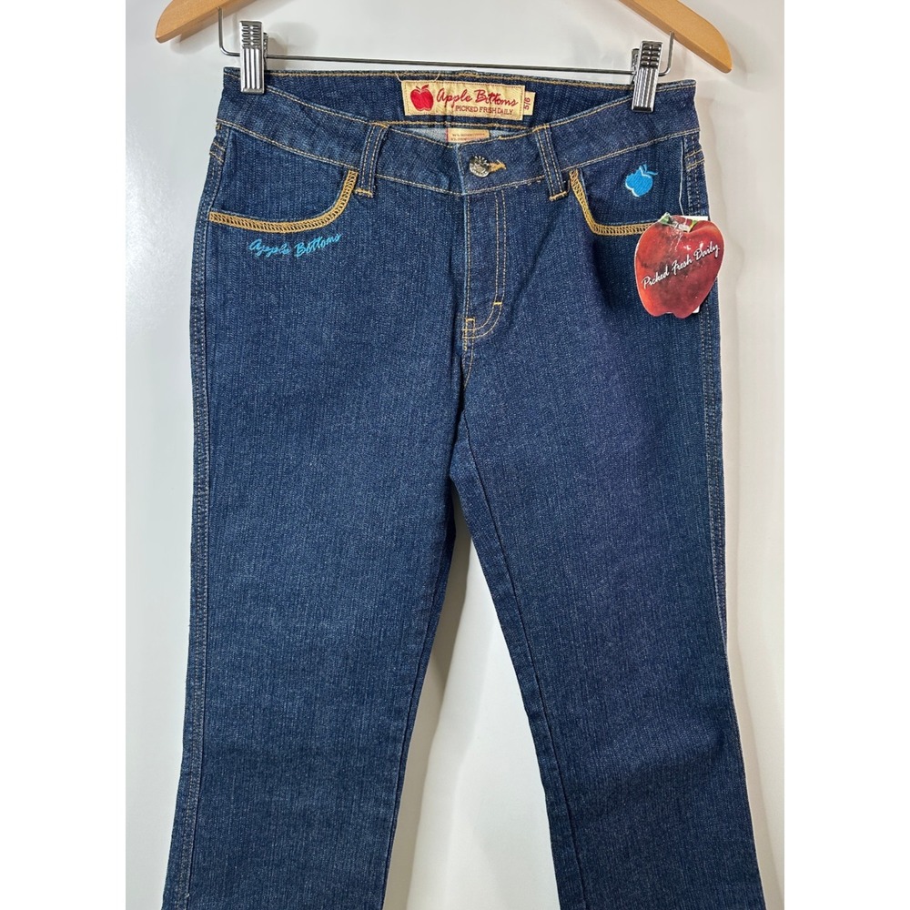 NWT Apple Bottoms Jeans Size 5/6 Low 27" Waist Dark Wash Y2K Apple Pocket Denim - Picture 3 of 13